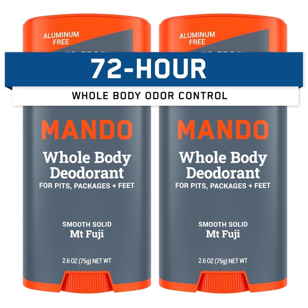 image:imageMando Whole Body Deodorant For Men Smooth Solid Stick 72 Hour Odor Control Aluminum Free Baking Soda Free Skin Safe 26 Ounce Pack of 2 Bourbon LeatherMt Fuji