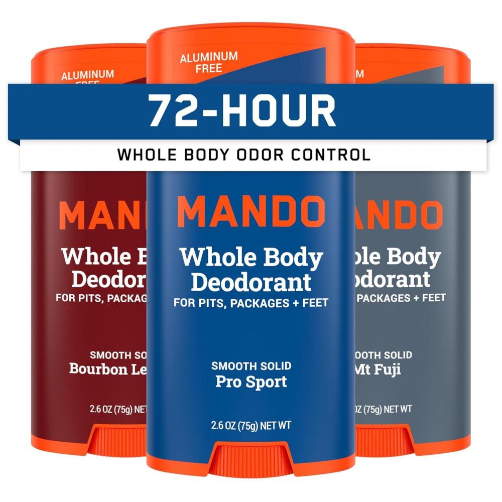image:imageMando Whole Body Deodorant For Men Smooth Solid Stick 72 Hour Odor Control Aluminum Free Baking Soda Free Skin Safe 26 Ounce Pack of 2 Bourbon LeatherBourbon Leather Pro Sport Mt Fuji