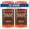 Mando Whole Body Deodorant For Men – Smooth Solid Stick – 72 Hour Odor Control – Aluminum Free, Baking Soda Free, Skin Safe – 2.6 Ounce (Pack of 2) – Bourbon Leather(Cedar Grove)