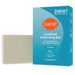 Lume Acidified Body Cleansing Bar – 24 Hour Odor Control – Removes Odor Better Than Soap – Moisturizing – No SLS or Parabens – OB/GYN Developed – 8.5 Ounce, 3 Pack (Tangerine, Lavender, & Unscented)(Unscented)