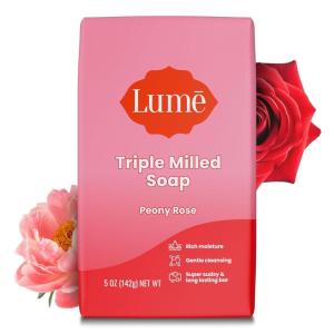 Lume Triple Milled Bar Soap – Rich Moisture & Gentle Cleansing – Paraben Free, Phthalate Free, Skin Safe – 5 ounce (Pack of 4) (Peony Rose)(Peony Rose)