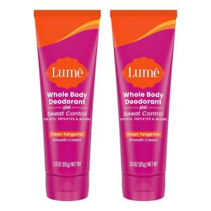 Lume Whole Body Deodorant Plus Sweat Control – Smooth Cream Tube – 72 Hour Odor And Sweat Control – Baking Soda Free, Skin Loving – 3.0 ounce (Pack of 2) (Soft Powder)(Clean Tangerine)