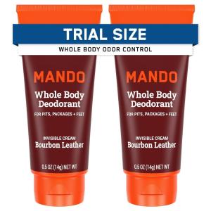 Mando Whole Body Deodorant For Men – Invisible Cream – 72 Hour Odor Control – Aluminum Free, Baking Soda Free, Skin Safe – 3 ounce (Pack of 2) – Mt Fuji(Bourbon Leather)