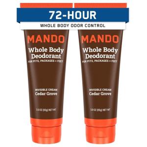Mando Whole Body Deodorant For Men – Invisible Cream – 72 Hour Odor Control – Aluminum Free, Baking Soda Free, Skin Safe – 3 ounce (Pack of 2) – Mt Fuji(Cedar Grove)