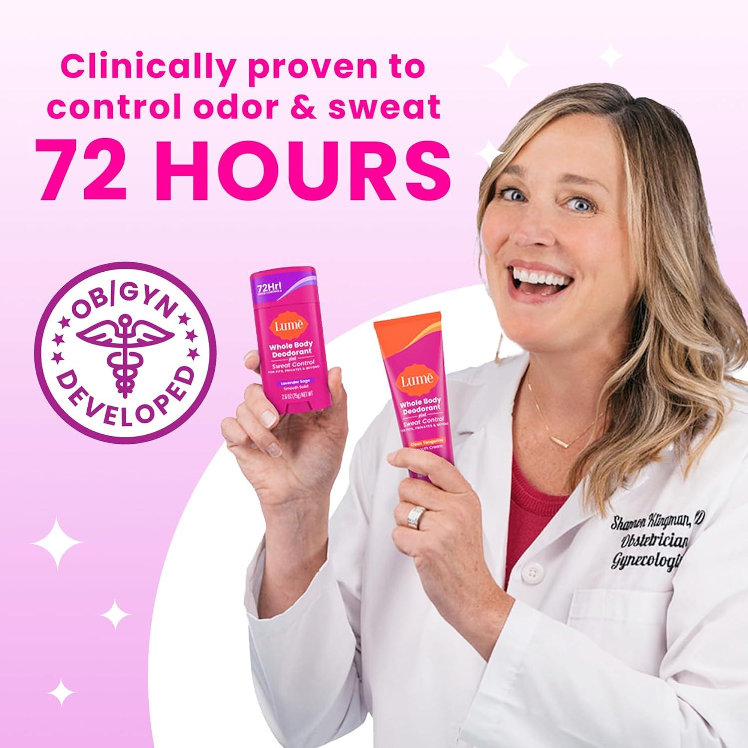 image:imageLume Whole Body Deodorant Plus Sweat Control Smooth Cream Tube 72 Hour Odor And Sweat Control Baking Soda Free Skin Loving 30 ounce Pack of 2 Soft Powder amp Lavender SageSoft Powder Lavender Sage