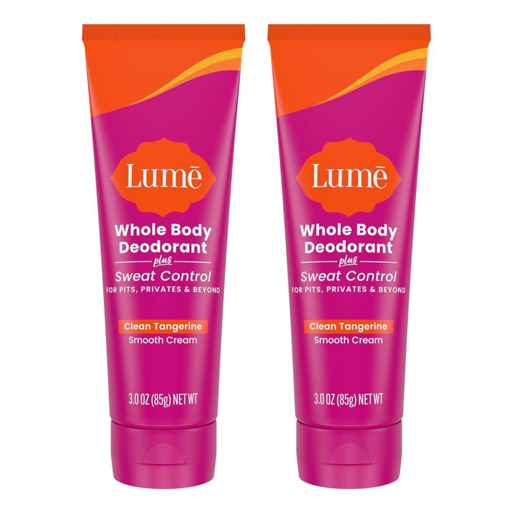 image:imageLume Whole Body Deodorant Plus Sweat Control Smooth Cream Tube 72 Hour Odor And Sweat Control Baking Soda Free Skin Loving 30 ounce Pack of 2 Soft Powder amp Lavender SageClean Tangerine
