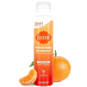 Lume Invisible Spray Deodorant For Women – Whole Body Deodorant Spray – 72 Hr Odor Control – Ozone Friendly, Natural Propellant – Baking Soda & Aluminum Free – Skin Loving, Full Body – Toasted Coconut(Clean Tangerine)