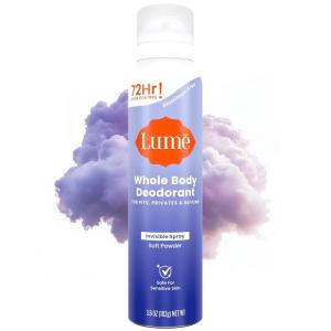 Lume Invisible Spray Deodorant For Women – Whole Body Deodorant Spray – 72 Hr Odor Control – Ozone Friendly, Natural Propellant – Baking Soda & Aluminum Free – Skin Loving, Full Body – Toasted Coconut(Soft Powder)