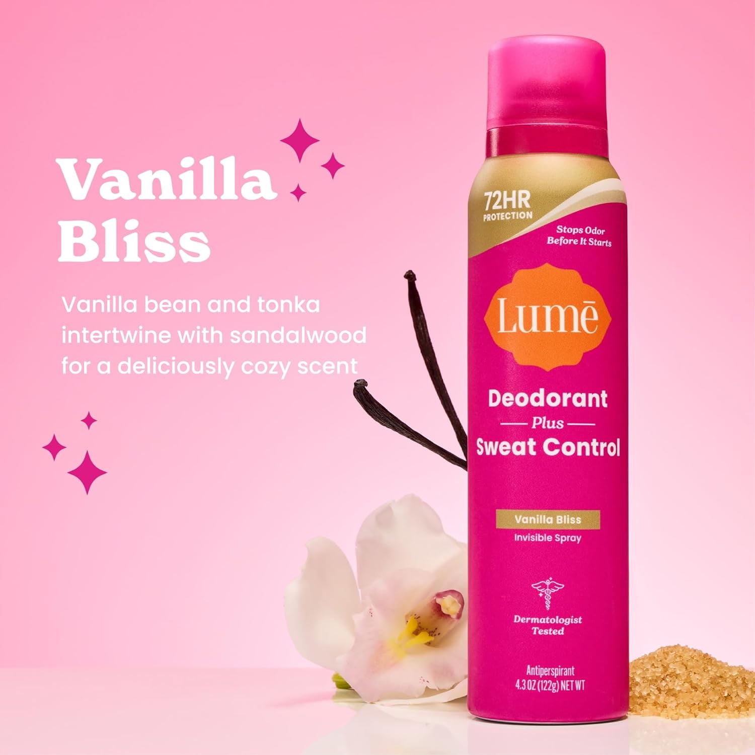 image:imageLume Deodorant Plus Sweat Control Invisible Spray Extra Strength Antiperspirant For Underarms 72 Hour Odor amp Sweat Control Baking Soda Free 3pk Soft Powder Clean Tangerine Vanilla BlissSoft Powder Clean Tangerine Vanilla Bliss