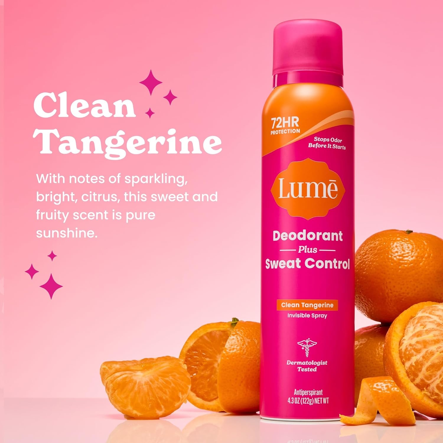 image:imageLume Deodorant Plus Sweat Control Invisible Spray Extra Strength Antiperspirant For Underarms 72 Hour Odor amp Sweat Control Baking Soda Free 3pk Soft Powder Clean Tangerine Vanilla BlissClean Tangerine