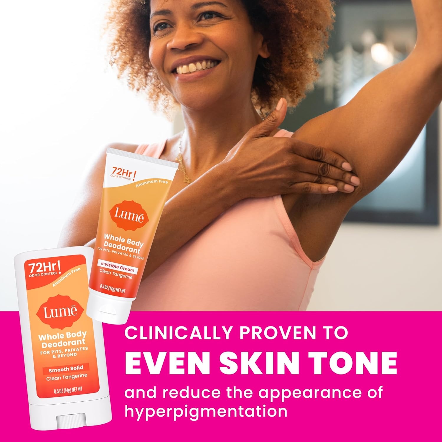 image:imageLume Whole Body Deodorant Invisible Cream Solid Stick Mini Bundle 72 Hour Odor Control Aluminum amp Baking Soda Free Skin Loving 05 Ounce Each Travel Trial Size Minis Clean TangerineClean Tangerine