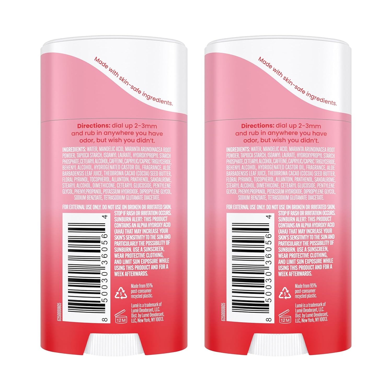image:imageLume Whole Body Deodorant Invisible Cream Stick 72 Hour Odor Control Doctor Developed Aluminum Free Baking Soda Free and Skin Loving 22 Ounce 2 pack Soft Powder amp Clean TangerinePeony Rose
