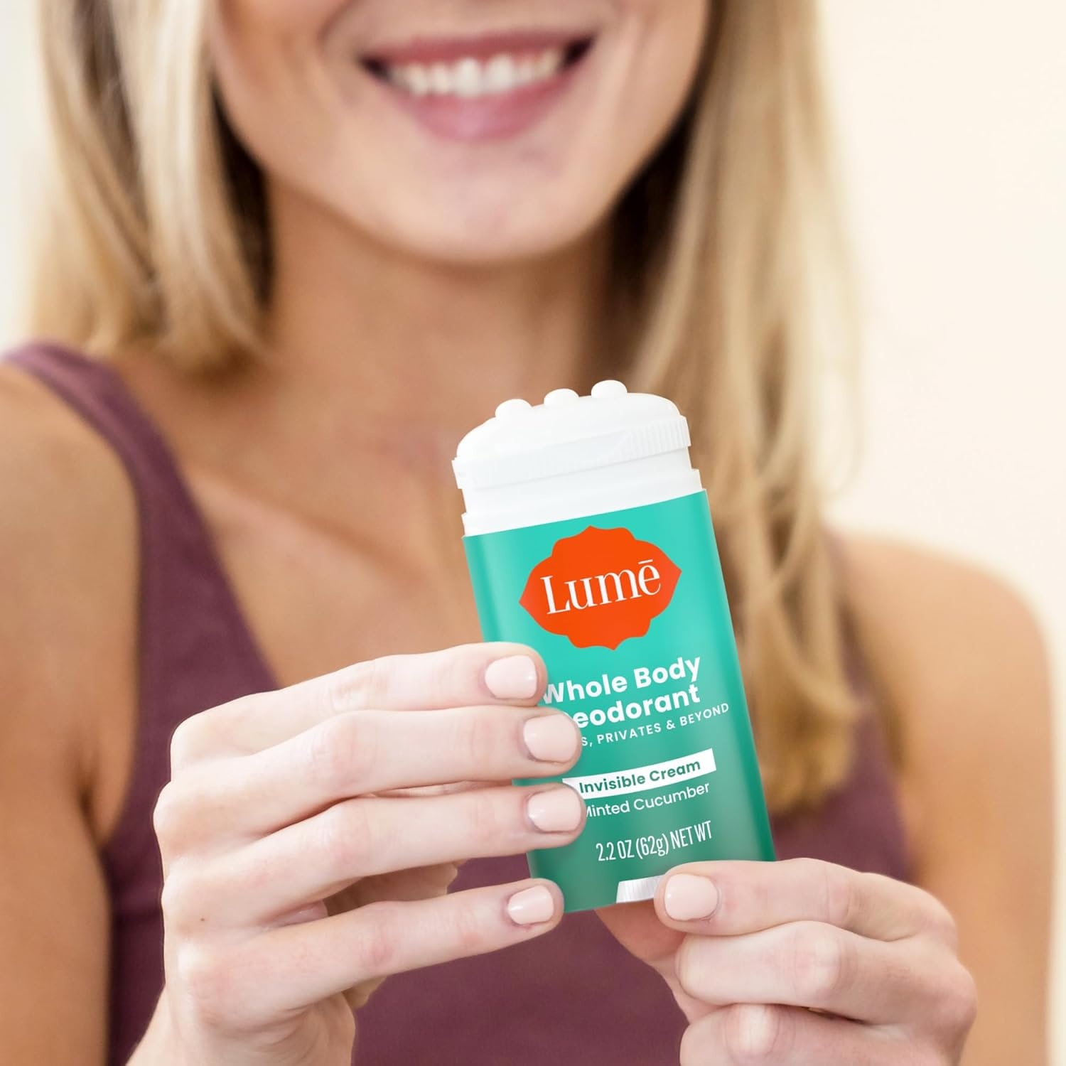 image:imageLume Whole Body Deodorant Invisible Cream Stick 72 Hour Odor Control Doctor Developed Aluminum Free Baking Soda Free and Skin Loving 22 Ounce 2 pack Soft Powder amp Clean TangerineMinted Cucumber
