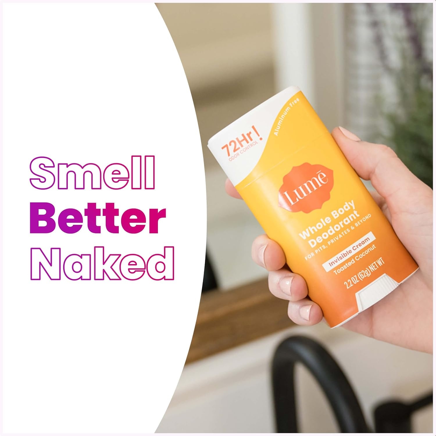 image:imageLume Whole Body Deodorant Invisible Cream Stick 72 Hour Odor Control Doctor Developed Aluminum Free Baking Soda Free and Skin Loving 22 Ounce 2 pack Soft Powder amp Clean TangerineToasted Coconut