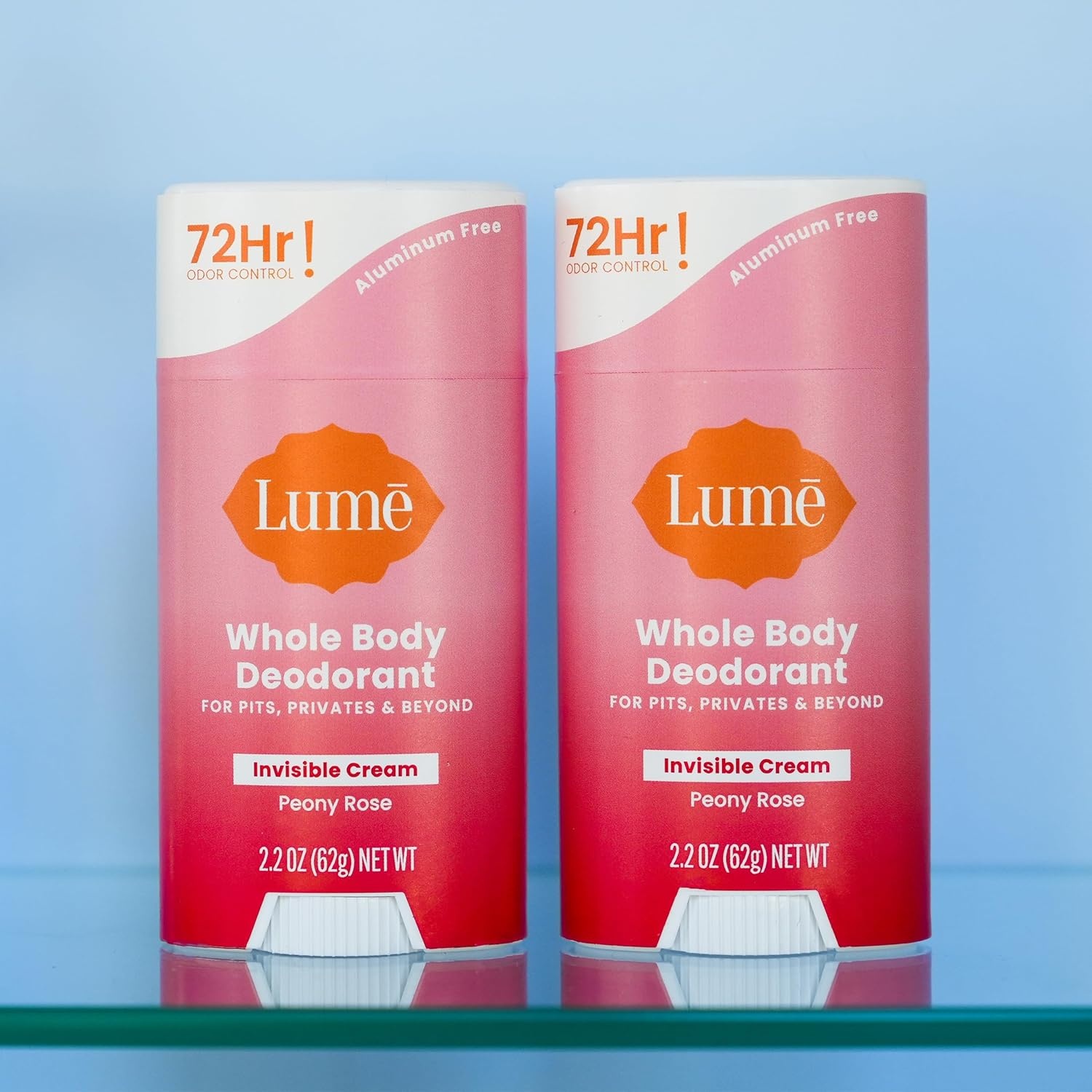 image:imageLume Whole Body Deodorant Invisible Cream Stick 72 Hour Odor Control Doctor Developed Aluminum Free Baking Soda Free and Skin Loving 22 Ounce 2 pack Soft Powder amp Clean TangerinePeony Rose