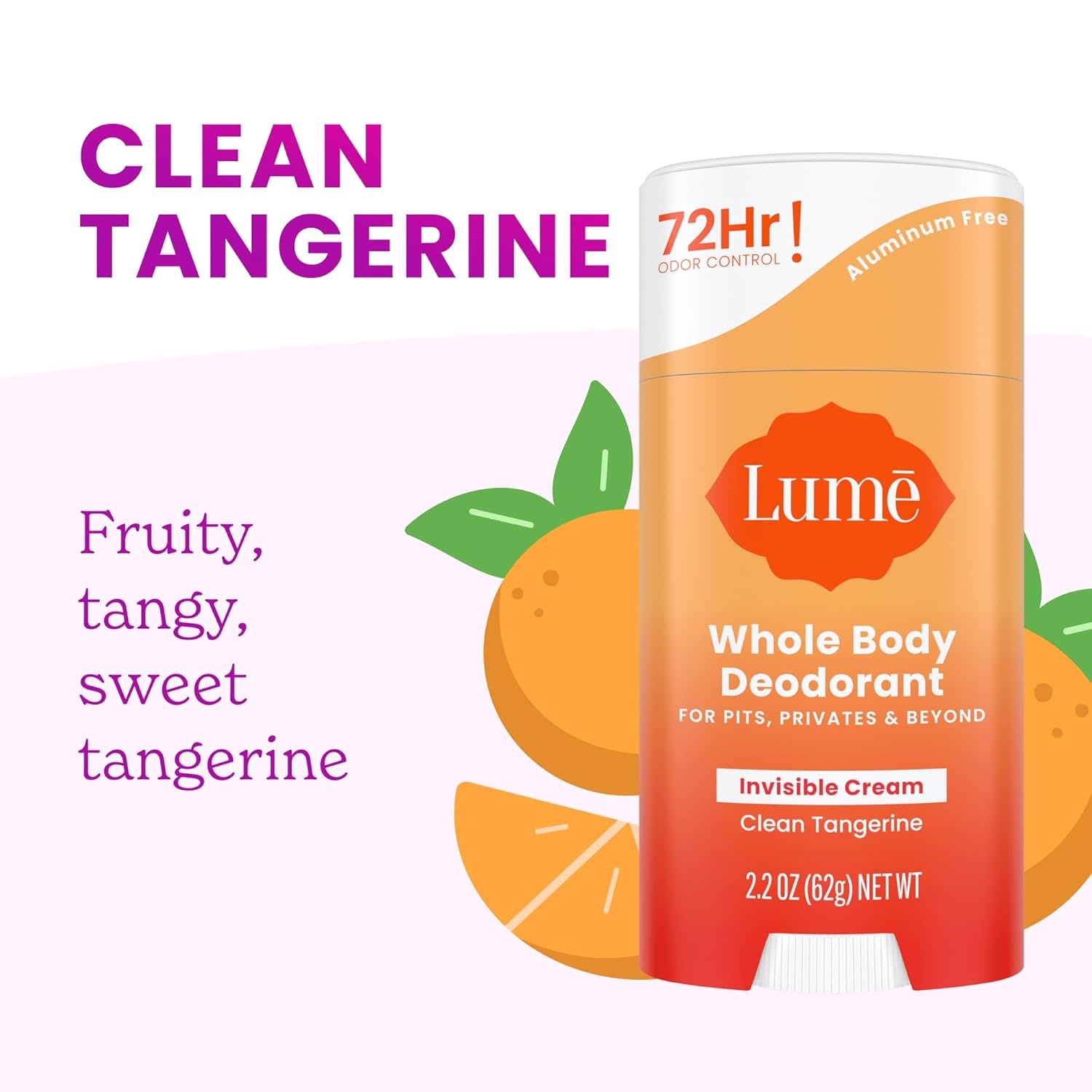 image:imageLume Whole Body Deodorant Invisible Cream Stick 72 Hour Odor Control Doctor Developed Aluminum Free Baking Soda Free and Skin Loving 22 Ounce 2 pack Soft Powder amp Clean TangerineClean Tangerine Soft Powder